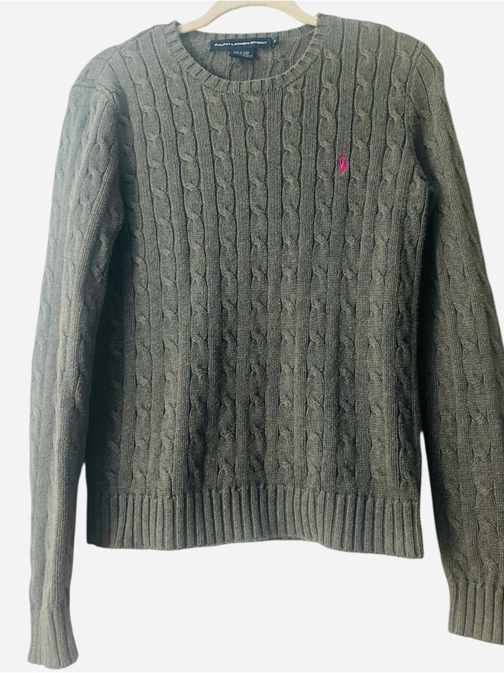 Ralph Lauren Sport Cable Knit Crewneck Sweater - Slate Gray / Medium - Picture 3 of 6